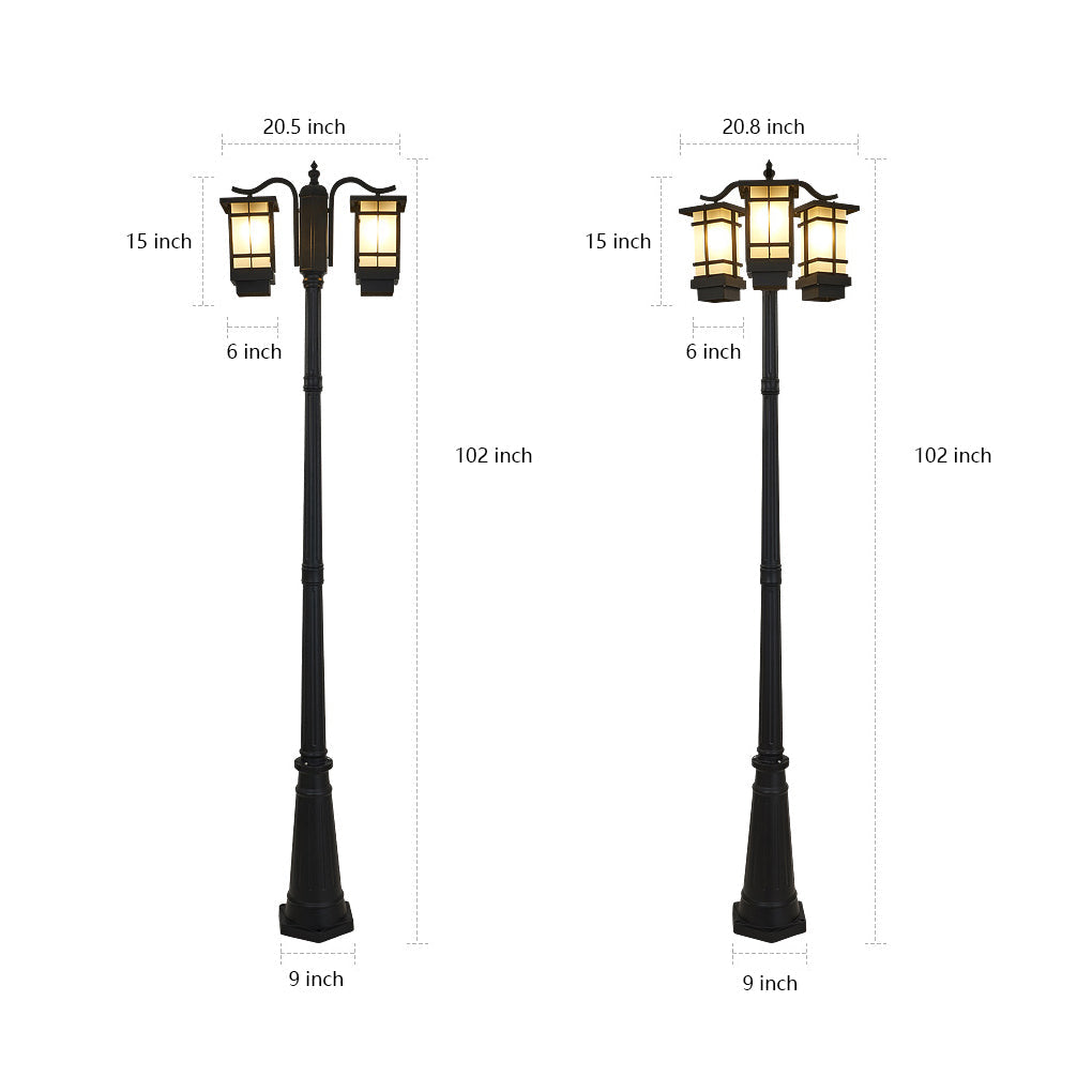 2-Head Outdoor Post Light - Modern Black Waterproof LED Fixture