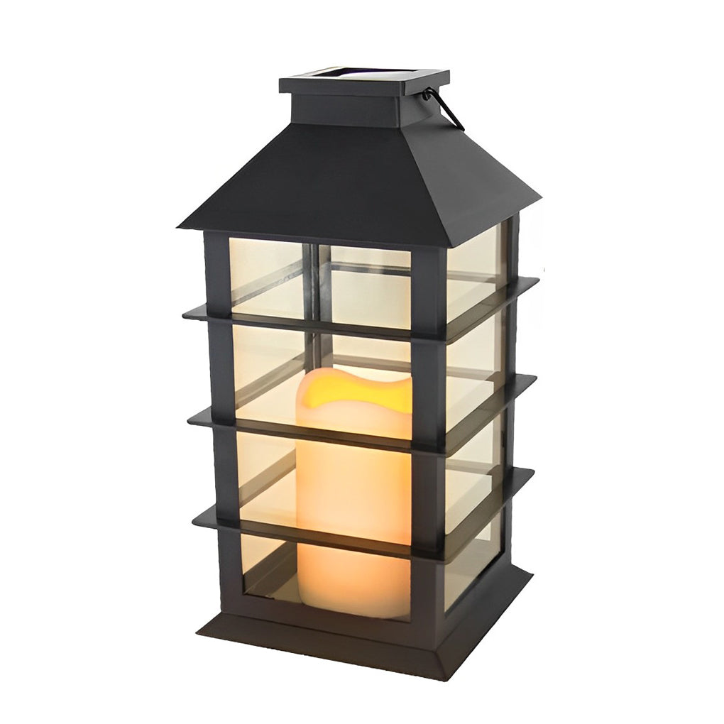 Candlestick Lantern Portable LED Solar Outdoor Lamp Black
