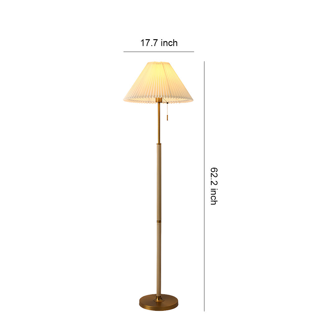 Floor Wood Lamp with Pleated Fabric Shade – Stylish Standing Lamp for Home Decor