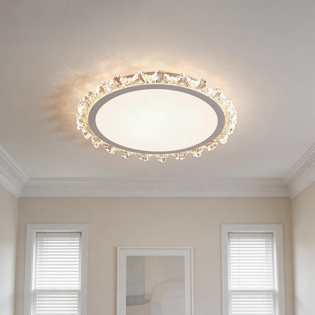 White Round LED Ceiling Light - Ultra-Thin Flush Mount, Full Spectrum Lighting