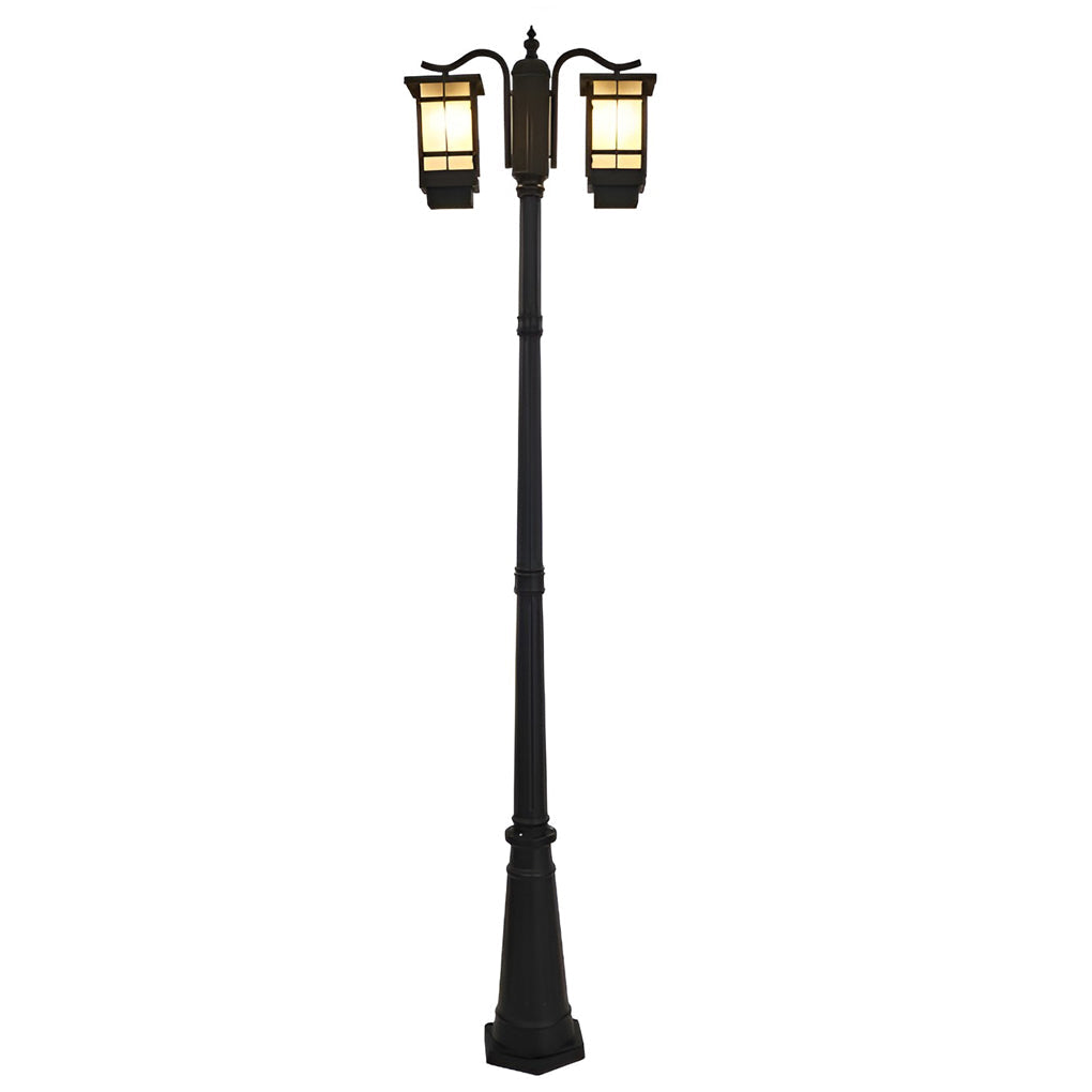 2-Head Outdoor Post Light - Modern Black Waterproof LED Fixture