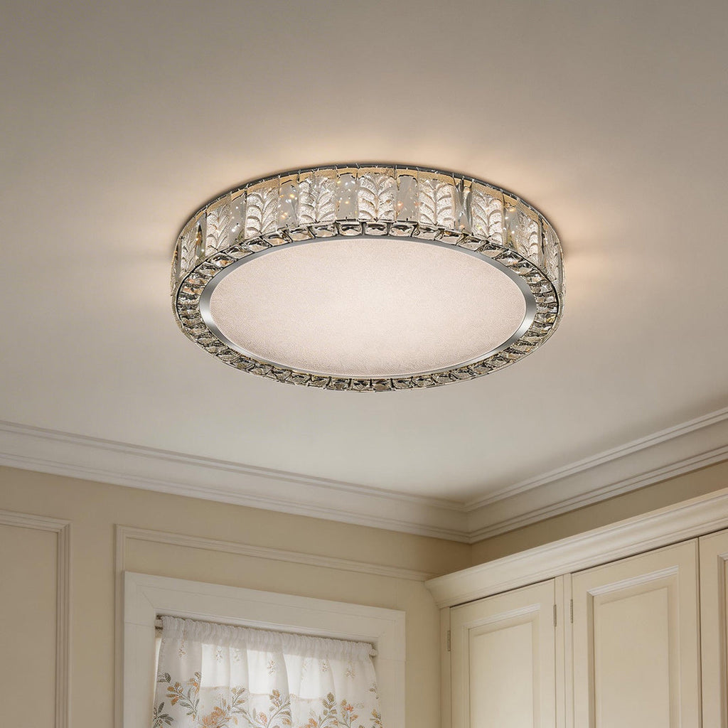 Modern Gold Flush Mount LED Round Crystal Light