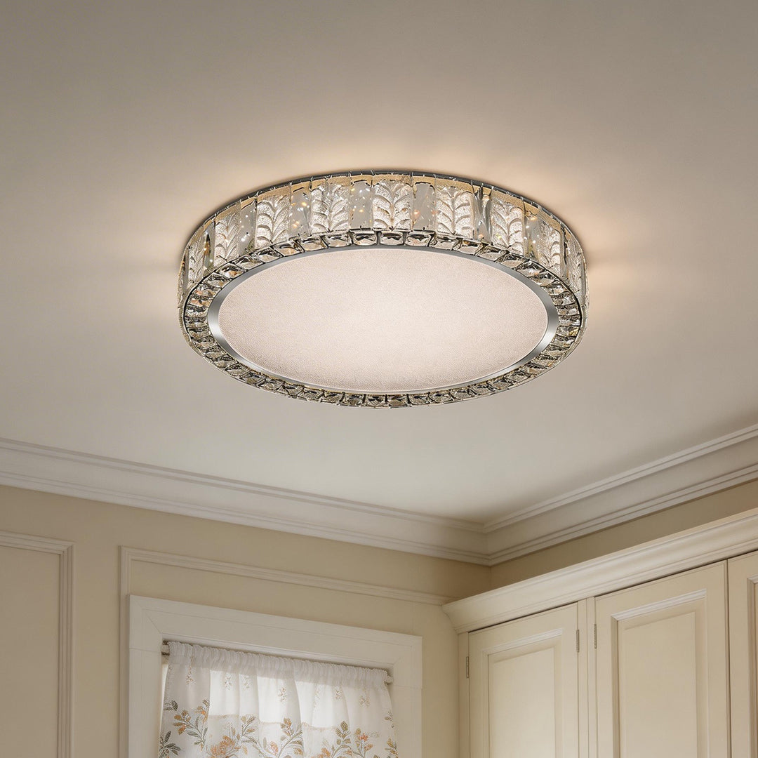 Modern Gold Flush Mount LED Round Crystal Light