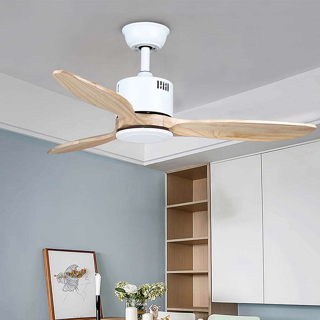 Wooden Ceiling Fan with Light - Quiet DC Motor Flush Mount Fandelier