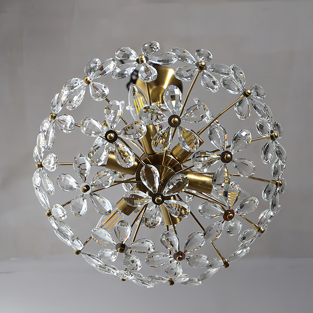 Crystal Flower Chandelier | Vintage Floral Ceiling Light | Elegant Home Decor