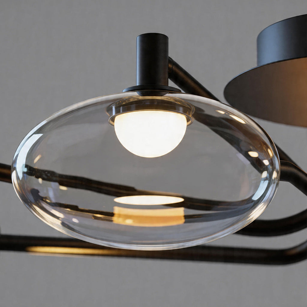 Modern LED Glass Flush Mount Ceiling Light - Creative Lighting Fixture