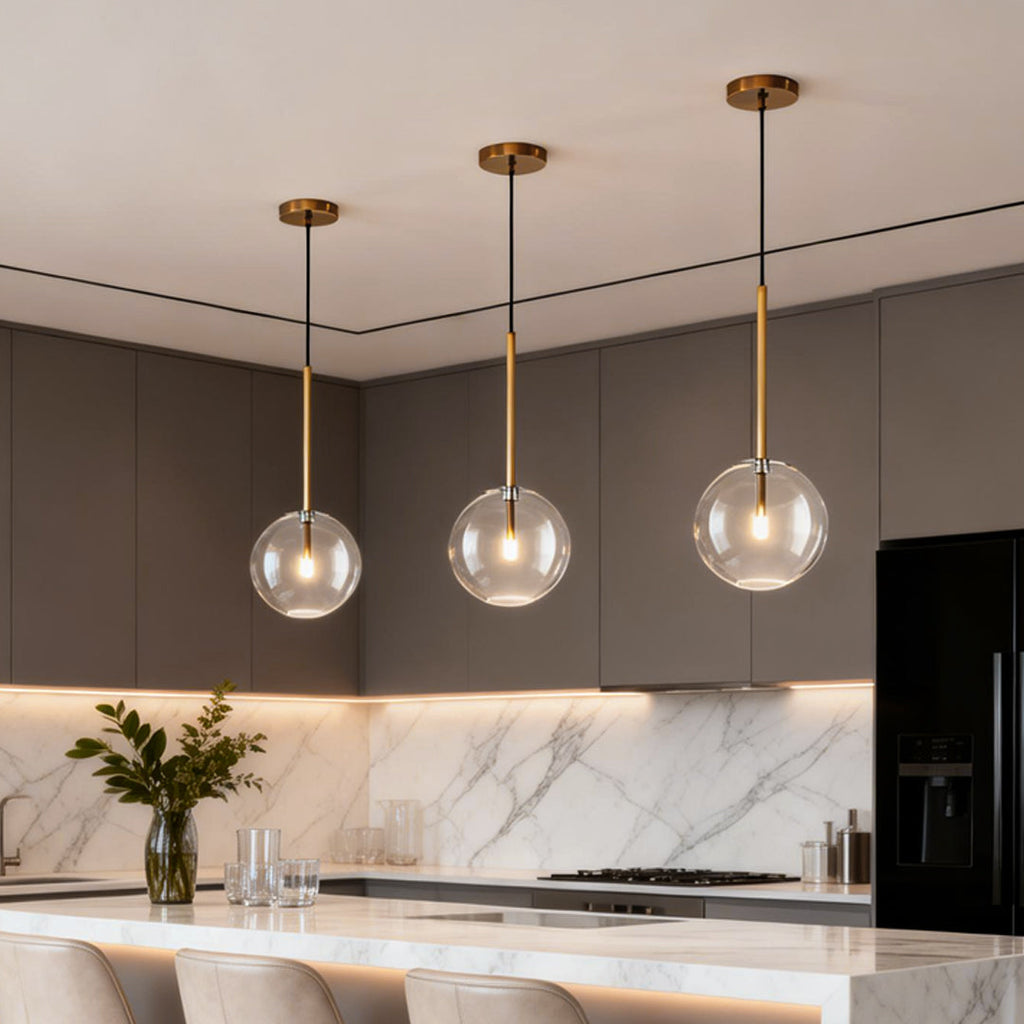 Clear Glass Globe Pendant Light - Nordic Iron Ceiling Light, Modern Hanging Fixture, Industrial Home Decor