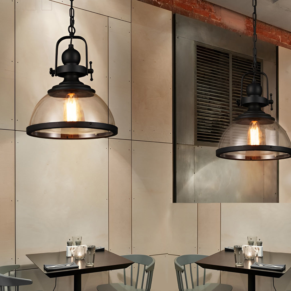 Clear Glass Pendant Light - Retro Industrial Ceiling Fixture