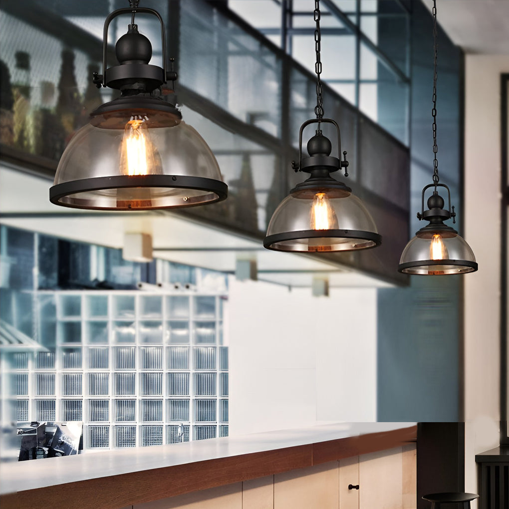 Clear Glass Pendant Light - Retro Industrial Ceiling Fixture
