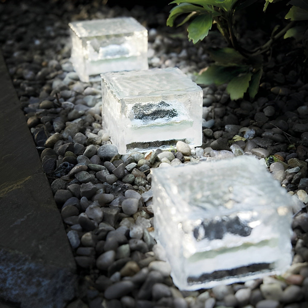 Outdoor Solar Step Lights - Intelligent Ice Cube Design, Modern LED Lighting