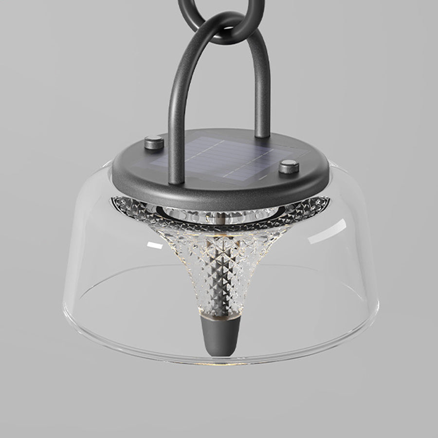 Clear Solar-Powered LED Pendant Lights - Hanging Light Fixtures with Handle