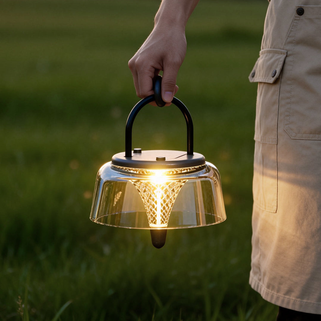 Clear Solar-Powered LED Pendant Lights - Hanging Light Fixtures with Handle