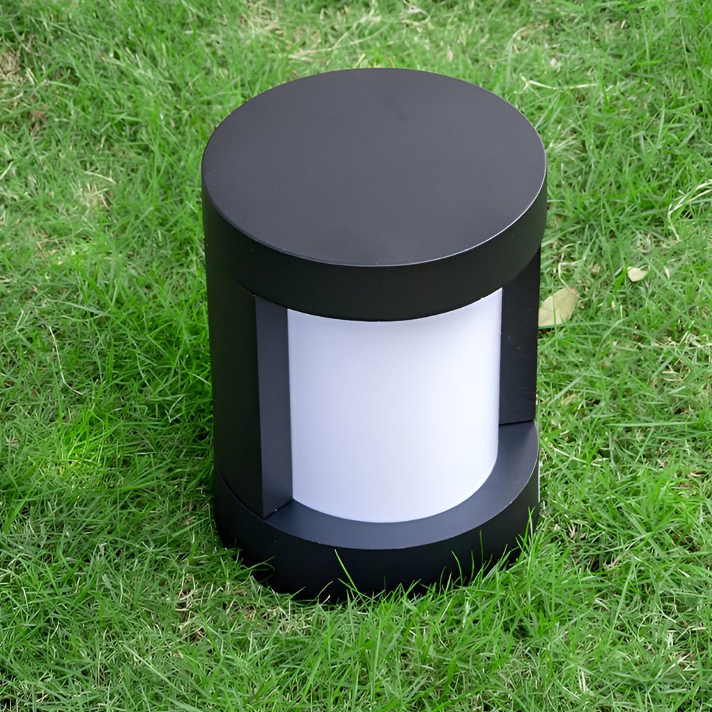 Modern Black LED Bollard Landscape Light - Cylindrical Outdoor Lighting