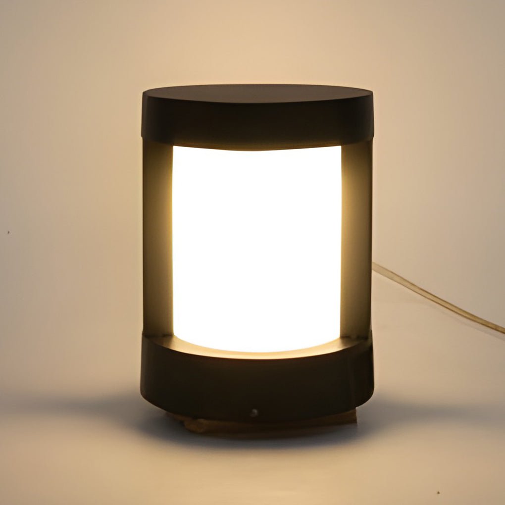 Modern Black LED Bollard Landscape Light - Cylindrical Outdoor Lighting