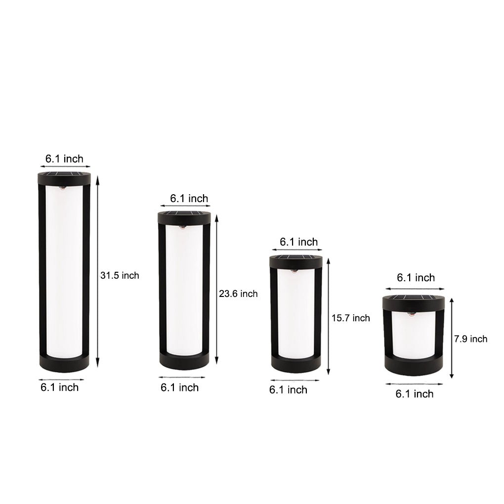 Modern Black LED Bollard Landscape Light - Cylindrical Outdoor Lighting