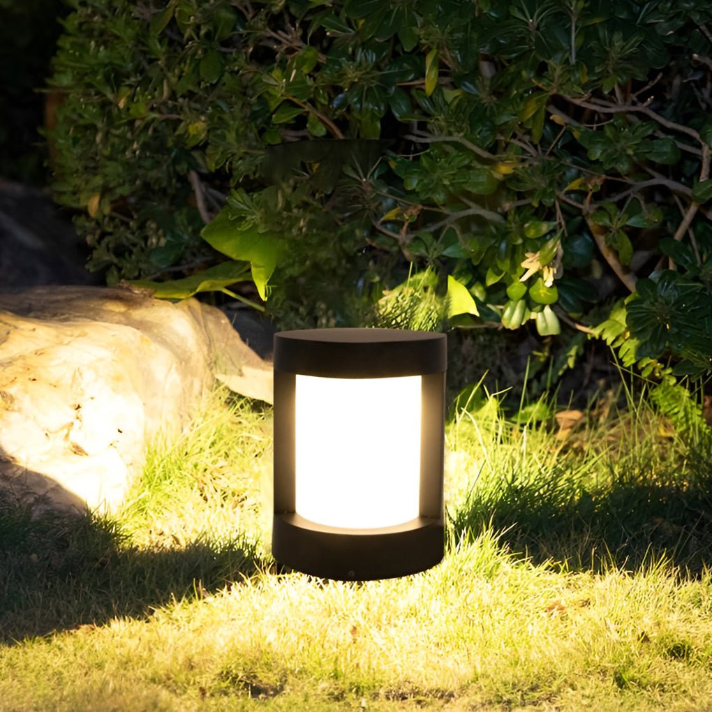 Modern Black LED Bollard Landscape Light - Cylindrical Design for Outdoor Illumination