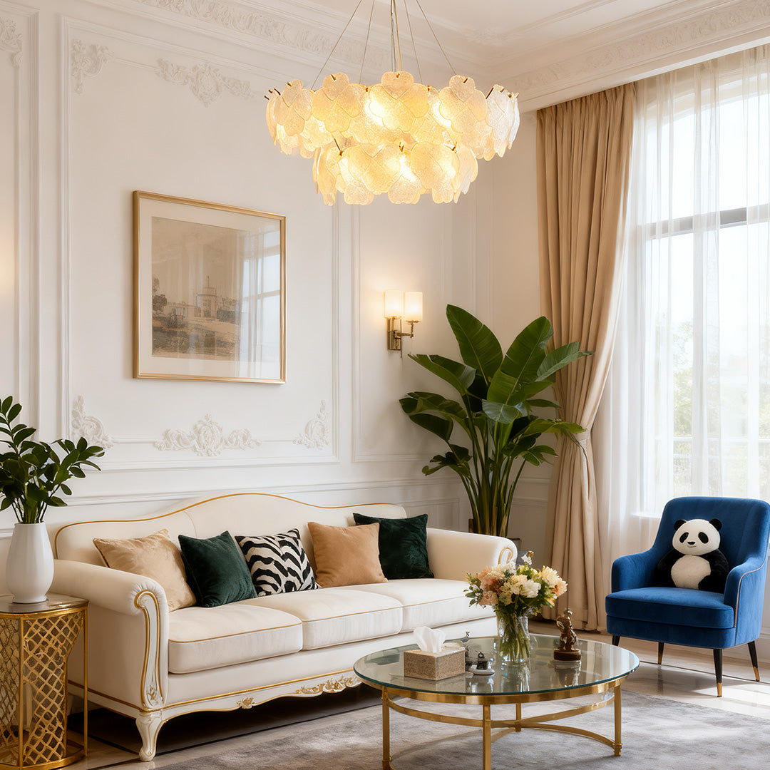 Artistic Glass Flower Chandelier - French Ceiling Light