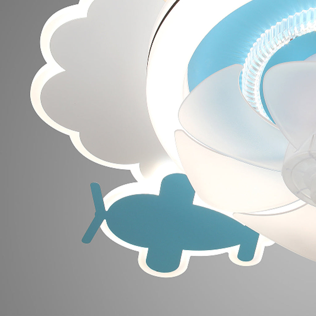 Children's Ceiling Fan with Lights Quiet Motor Blue White Lamp