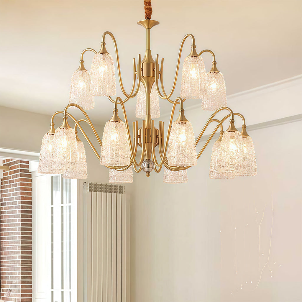 Brass Vintage Chandelier | Ornate Classic Glass Ceiling Light