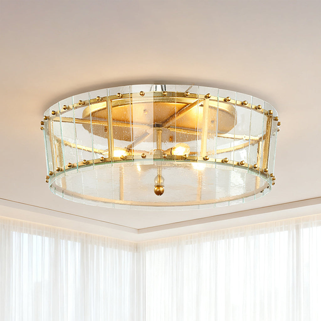 Flush Mount Gold Round Glass Light - Contemporary Luxury Lighting