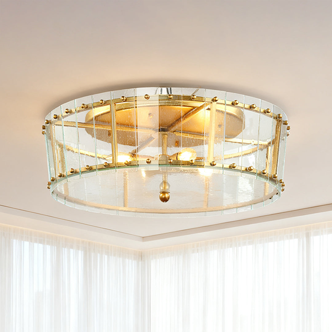 Flush Mount Gold Round Glass Light - Contemporary Luxury Lighting