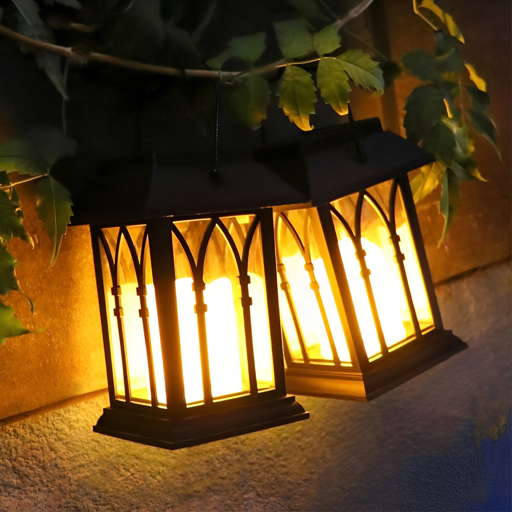Candlestick Lantern Portable LED Solar Outdoor Lamp Black