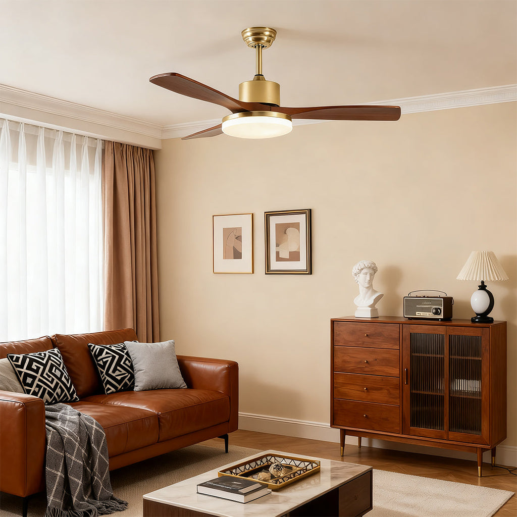 Ceiling Fan with Light Remote Control - Wooden 3-Blade Lamp