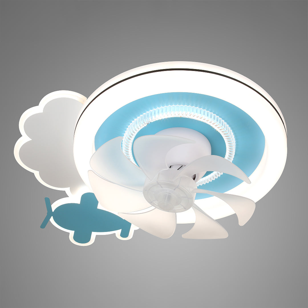Children's Ceiling Fan with Lights Quiet Motor Blue White Lamp