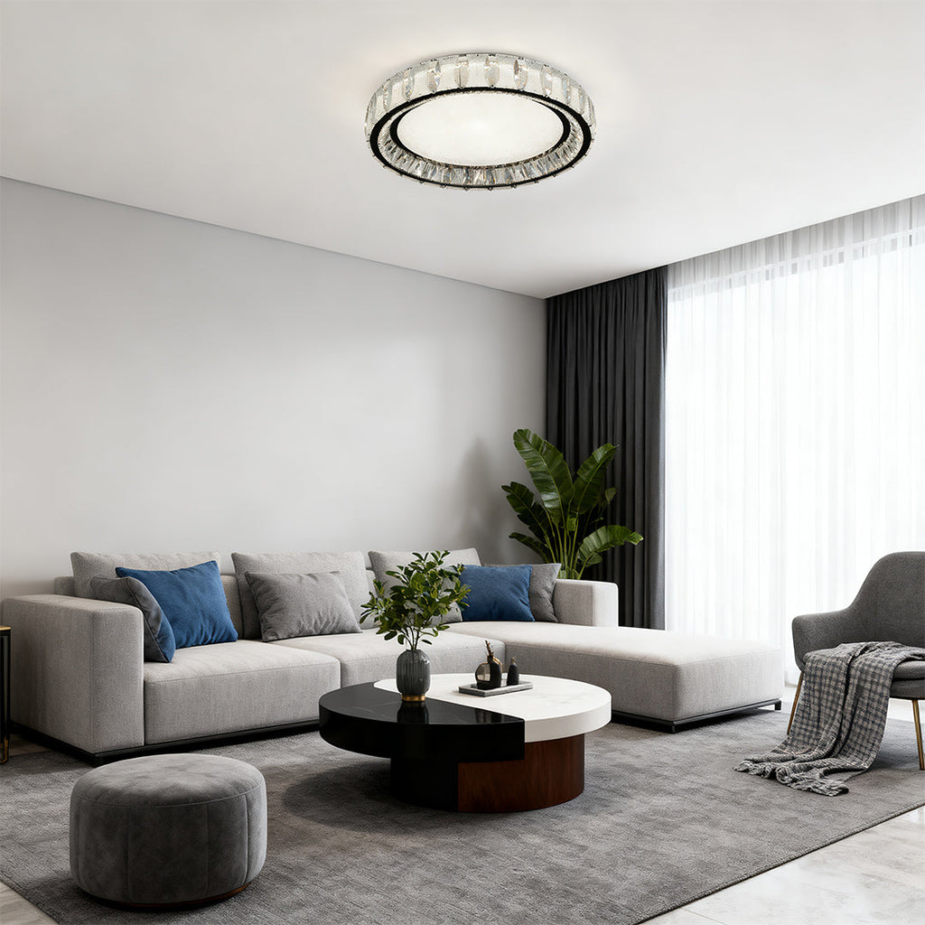 Chrome Flush Mount Light - Luxury Crystal Lighting for Home