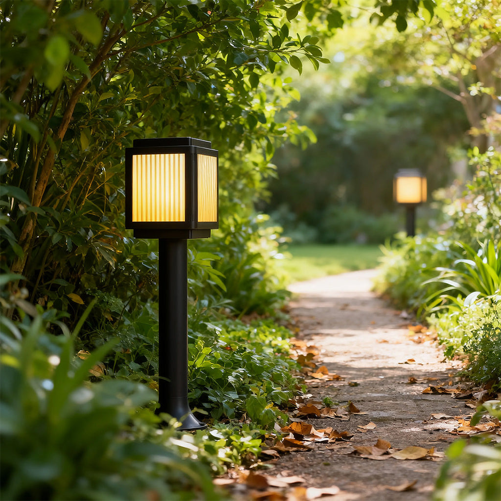 Contemporary Solar Path Lights - Modern Post Top Garden Stake Light