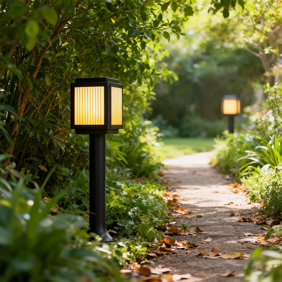Contemporary Solar Path Lights - Modern Post Top Garden Stake Light