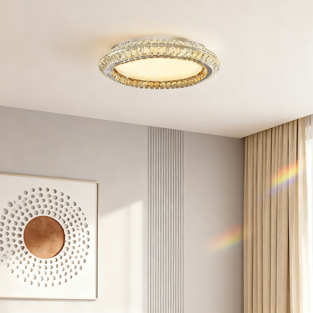 Flush Mount Crystal Ceiling Light Luxury Eye-Protecting Lamp