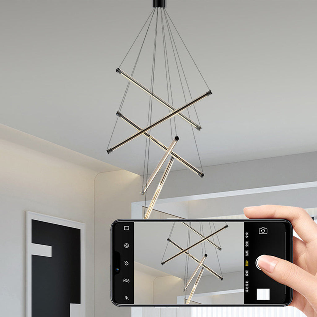 LED Linear Chandelier - Nordic Minimalist Lighting, Modern LED Pendant Light, Sleek Design, Home Decor Lighting, Energy-Efficient Chandelier, Contemporary Ceiling Fixture, Adjustable Length LED Light