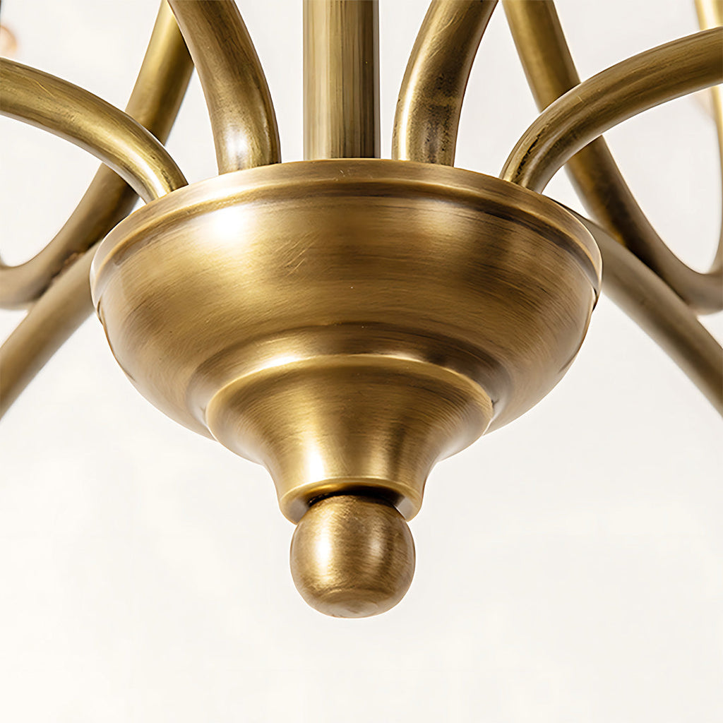 Vintage Gold Glass Chandelier - Copper Ceiling Light Fixture