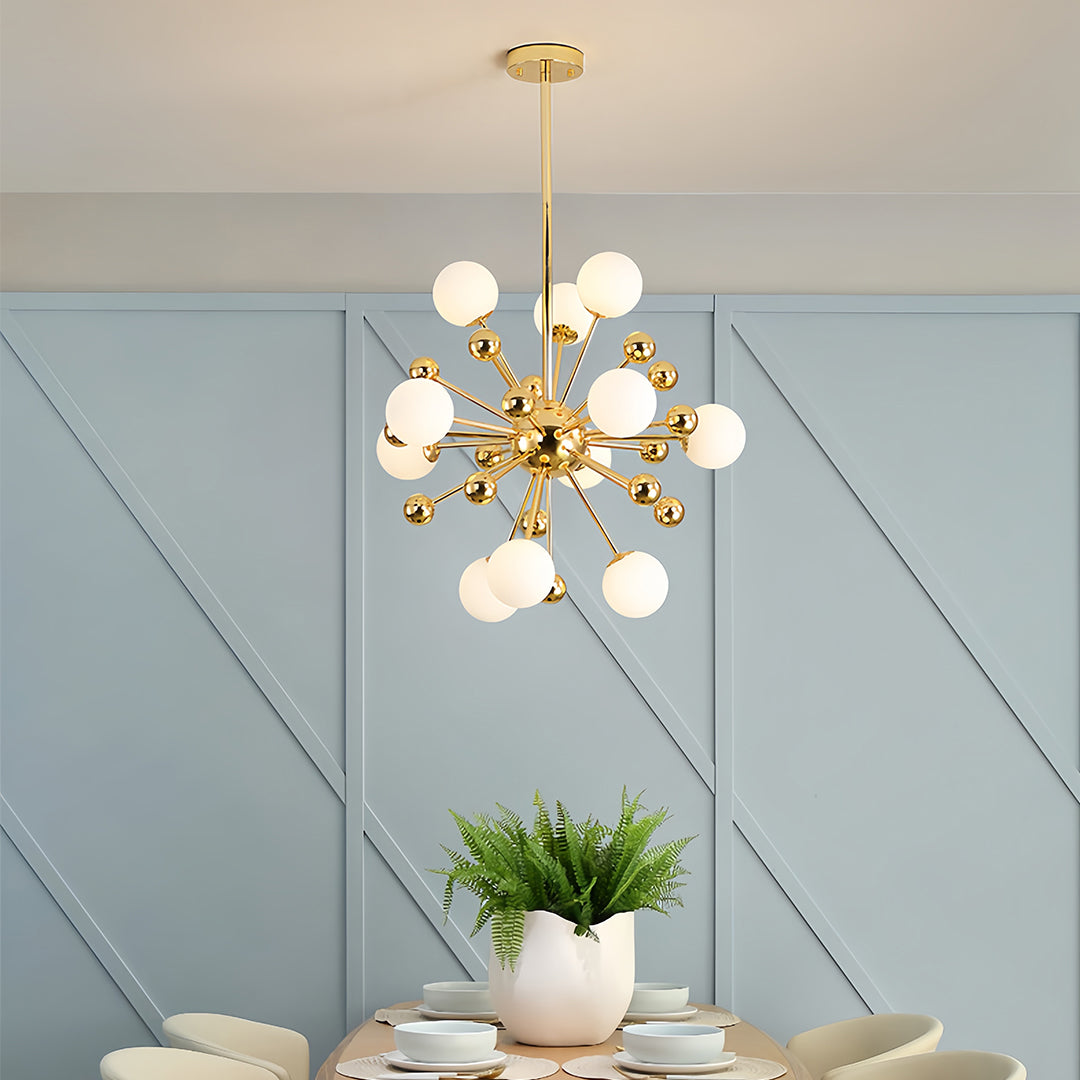 12-Light Sputnik Chandelier - Nordic Gold Iron LED Ceiling Light
