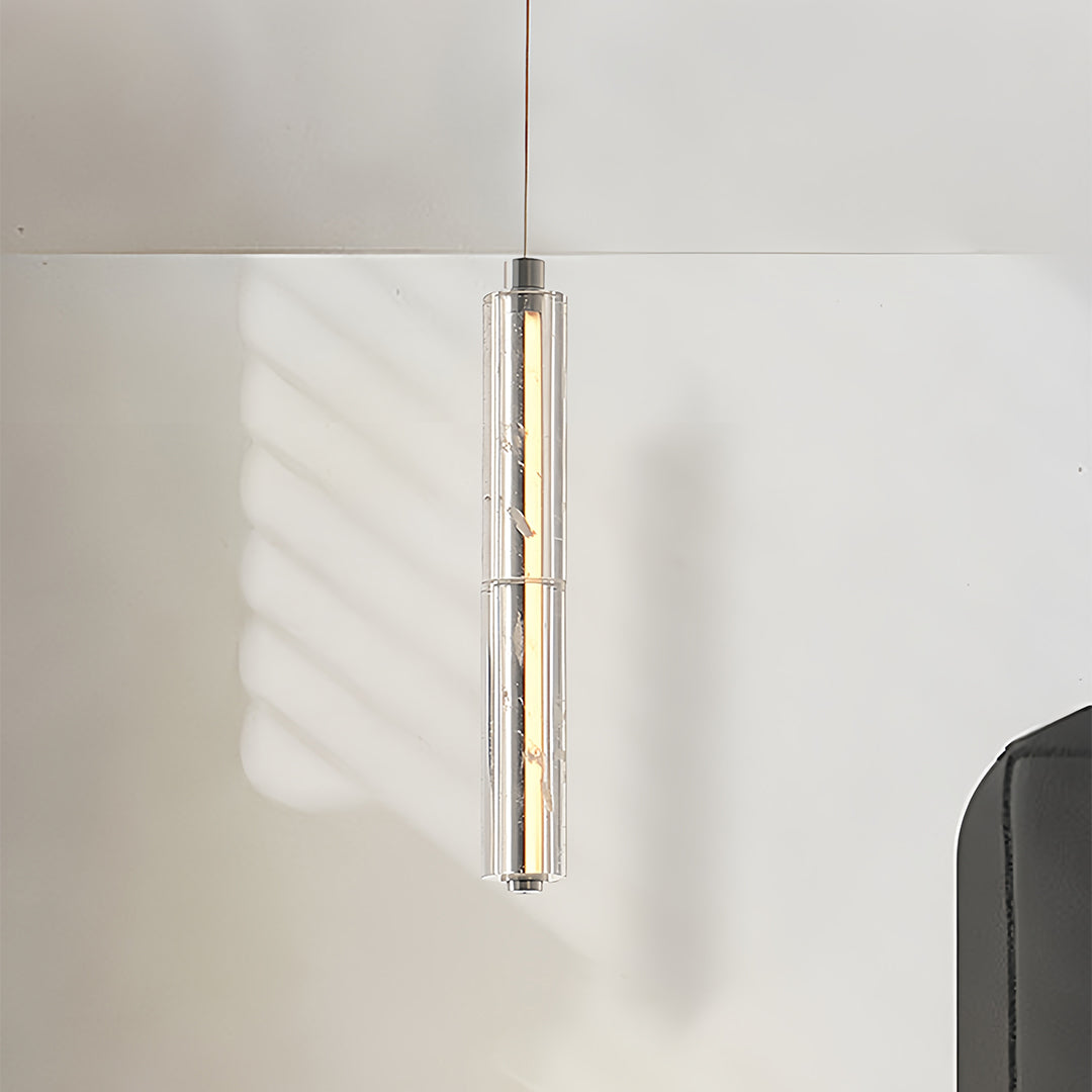 Modern Crystal Pendant Light Linear Ceiling Fixture Minimalist Design