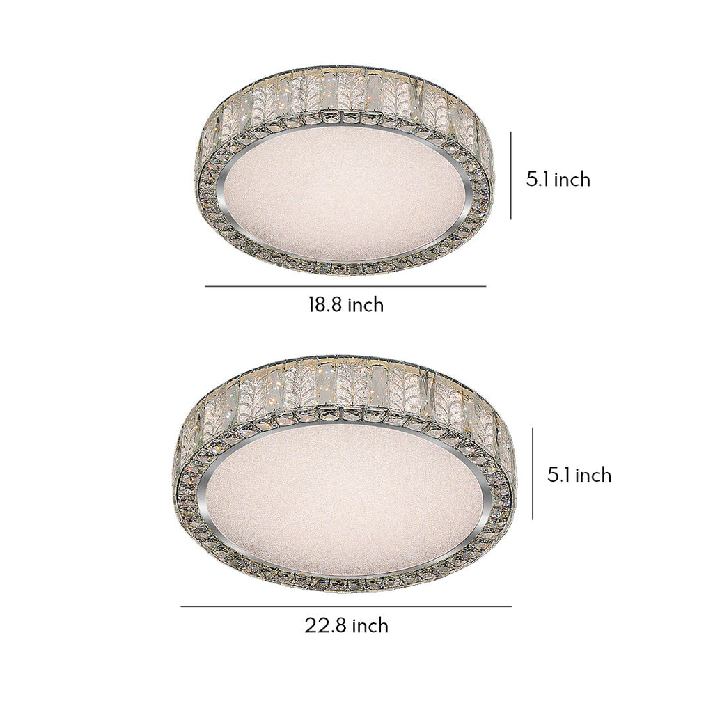 Modern Gold Flush Mount LED Round Crystal Light