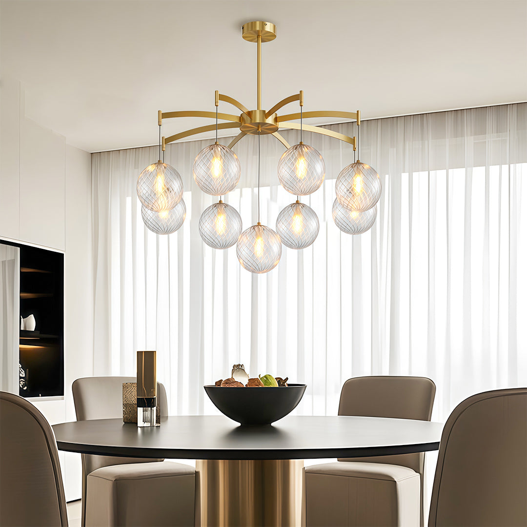 Modern Glass Ball Chandelier - Full Copper Ceiling Light