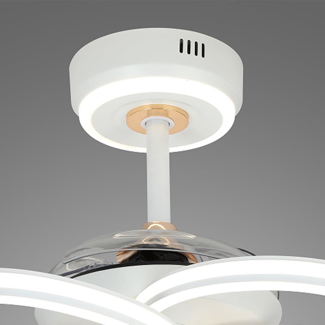 White Ceiling Fan Light with Variable Frequency Iron Art Design