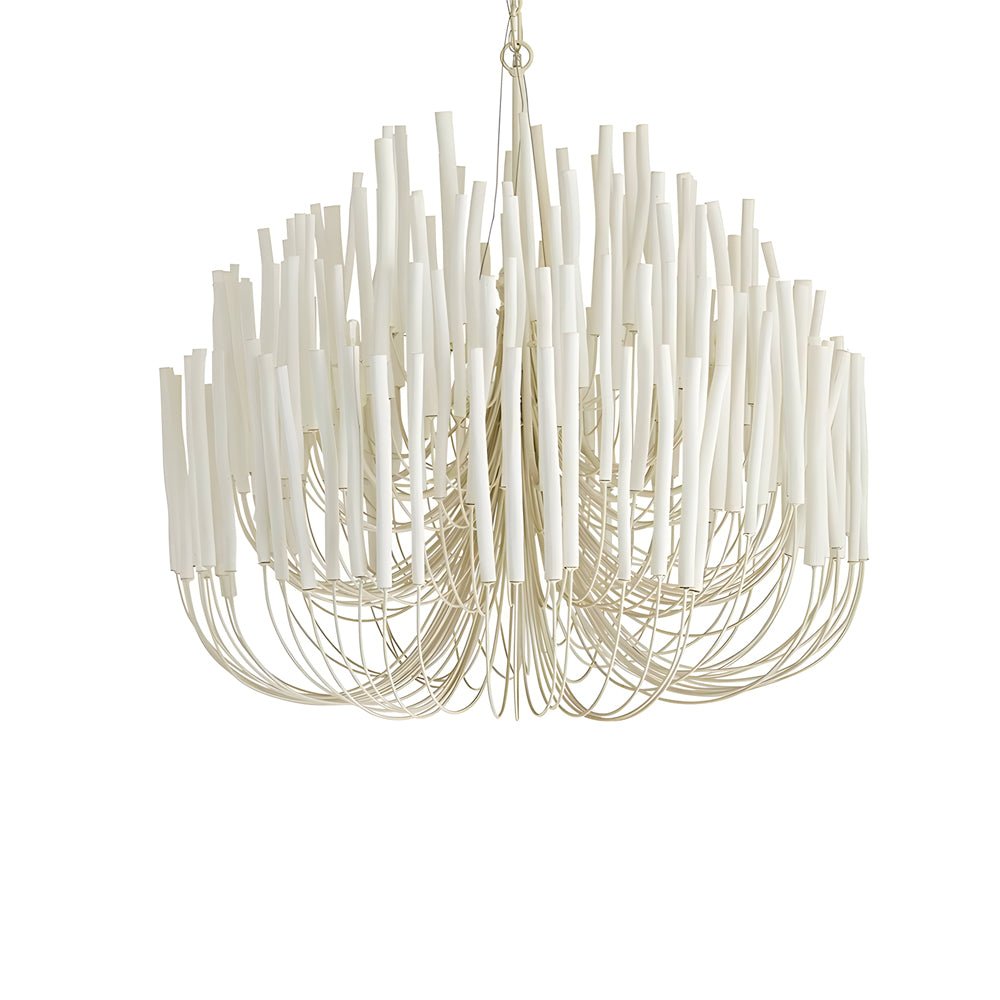 Organic Stick Chandelier - White Painted Wooden Ceiling Light