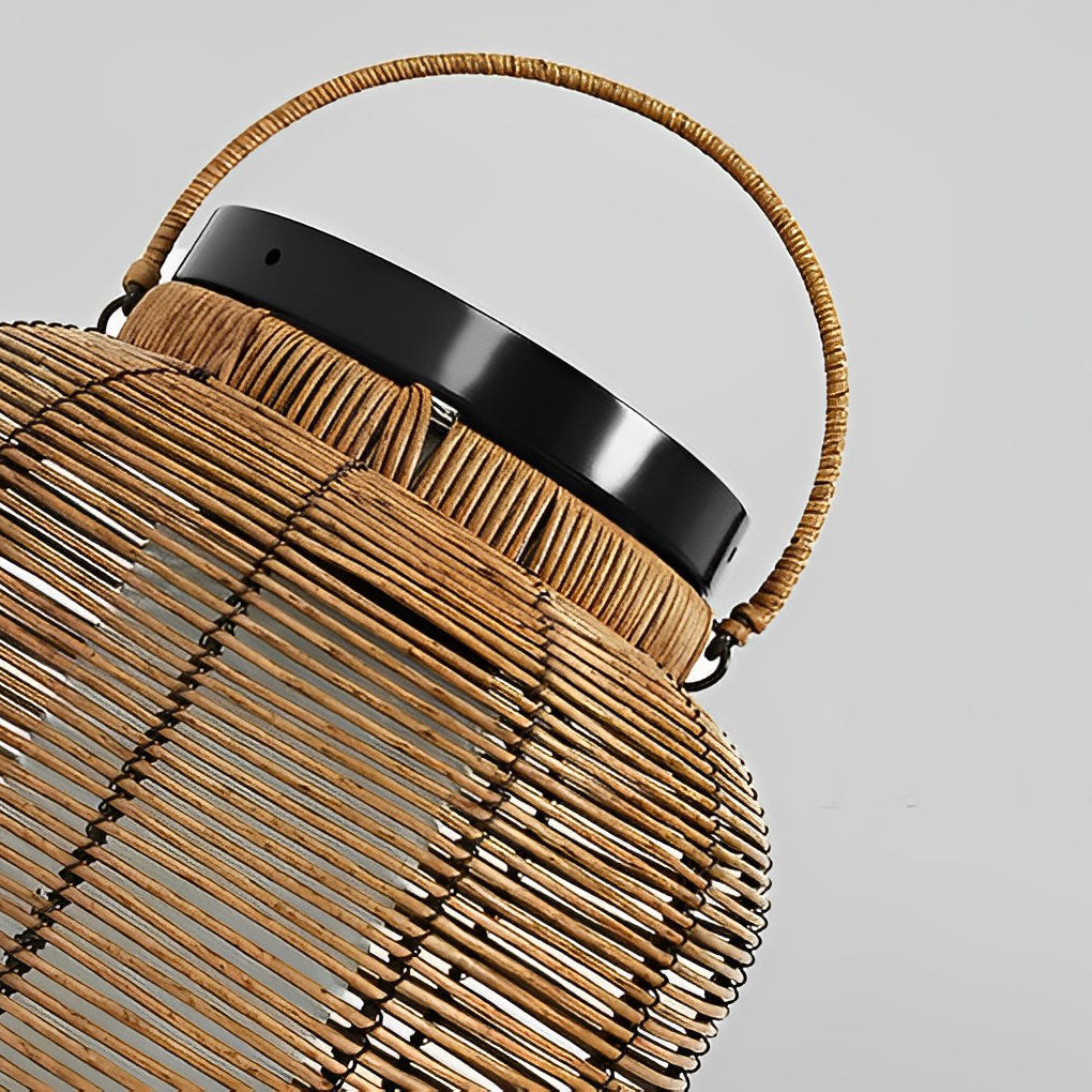 Outdoor Rattan Lantern Portable LED Solar Light Waterproof