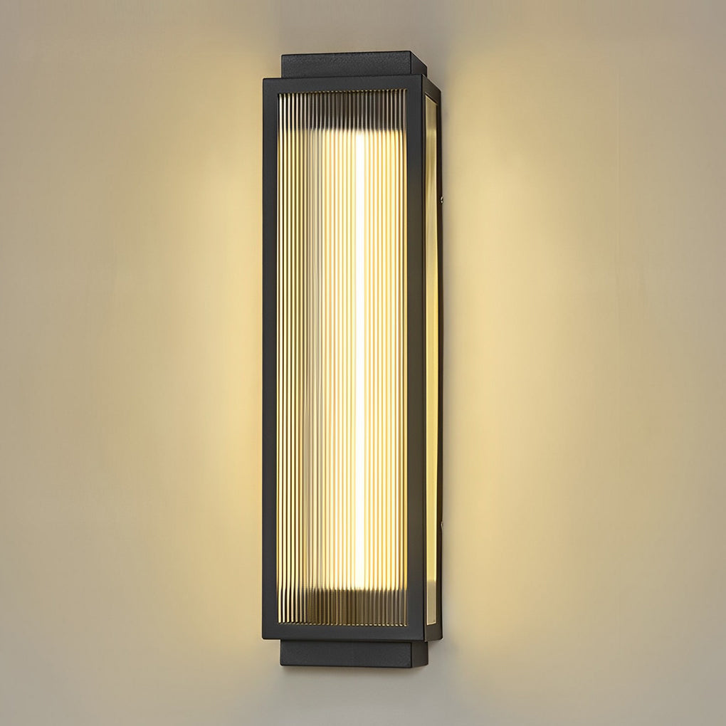 Reeded Glass LED Outdoor Wall Light - Modern Rectangular Design