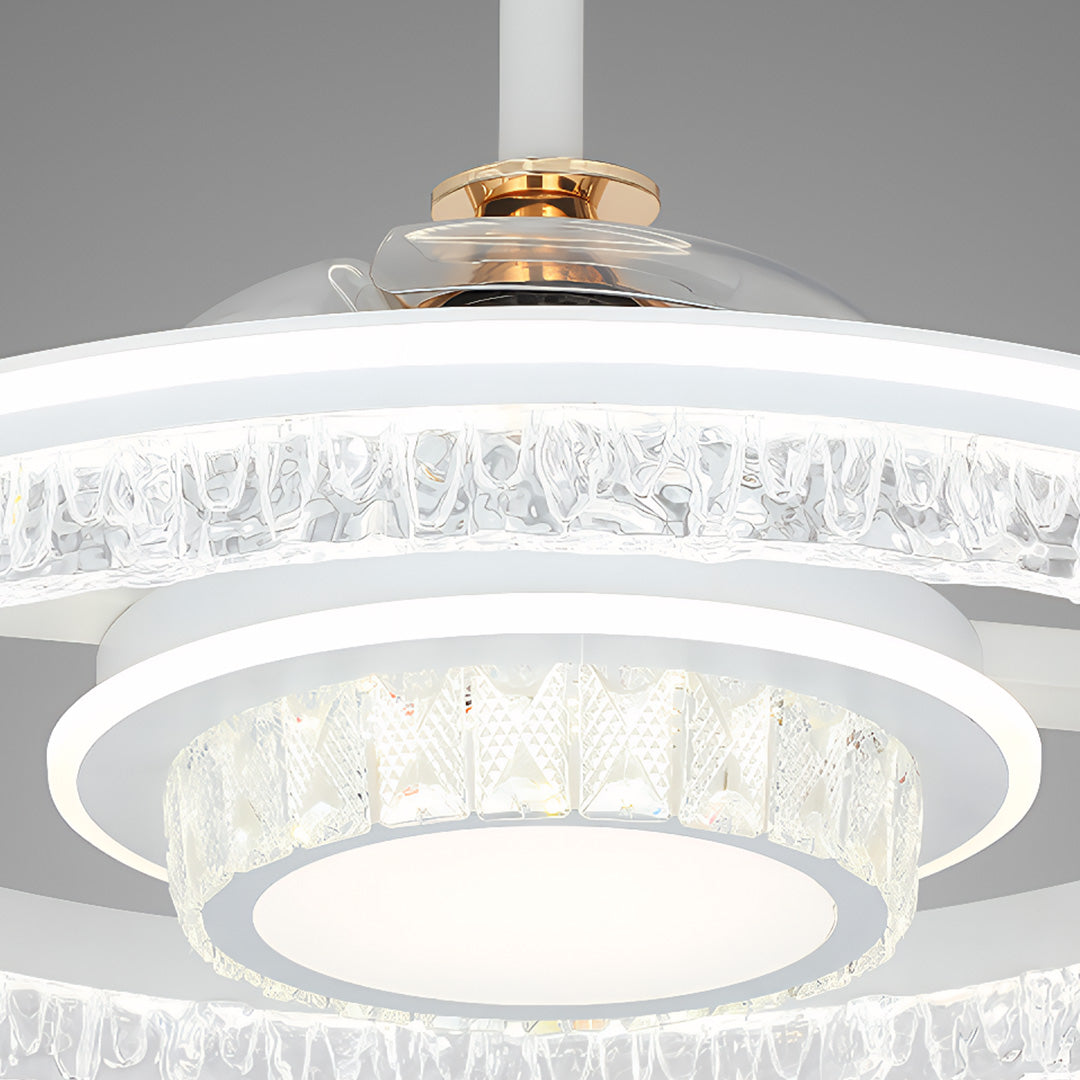 Ceiling Fan with Round Light - White Aluminum Nordic Luxury Lamp