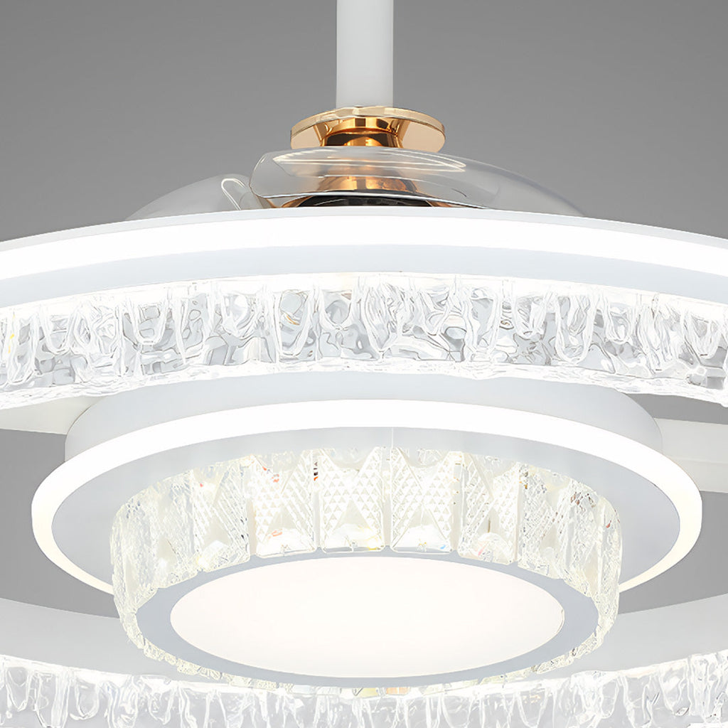 Nordic Luxury Ceiling Fan with Round Light - White Aluminum Body
