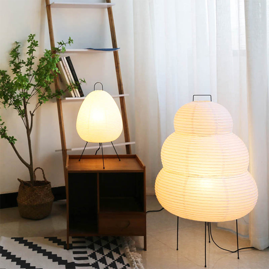 Rice Paper Table Lamp - Minimalist Wabi-Sabi Light Design