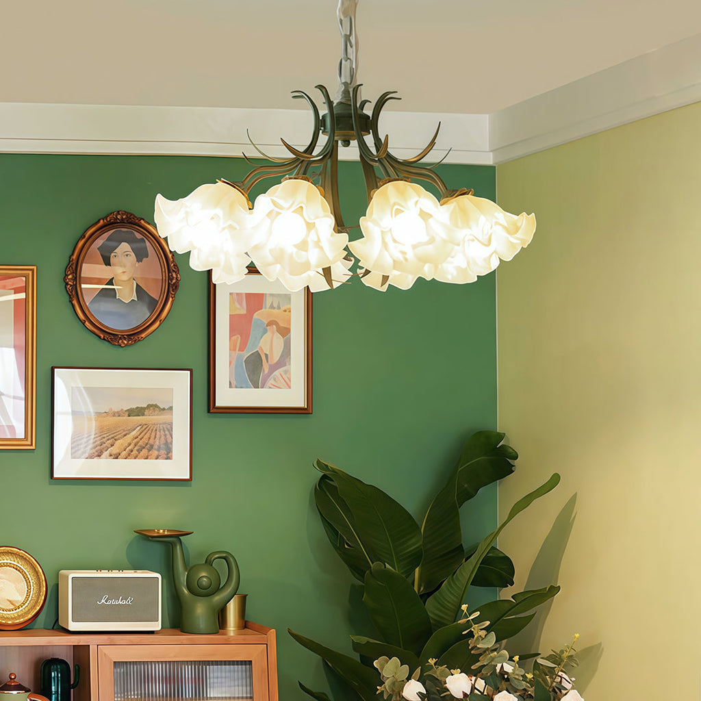 Vintage Lily of the Valley Flower Chandelier Ceiling Light