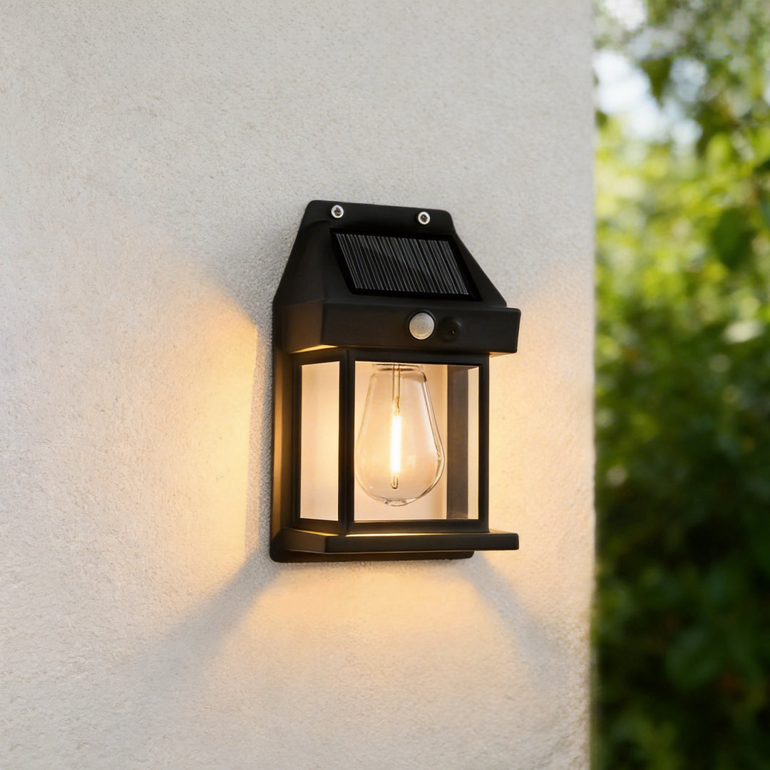 Wall Mount Solar Lantern with Motion Sensor & Tungsten Bulb