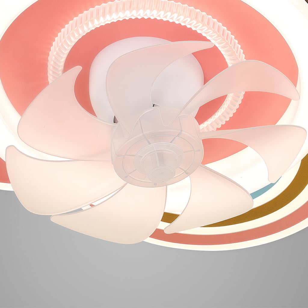 Elegant Pink and White LED Dimmable Ceiling Fan with Light