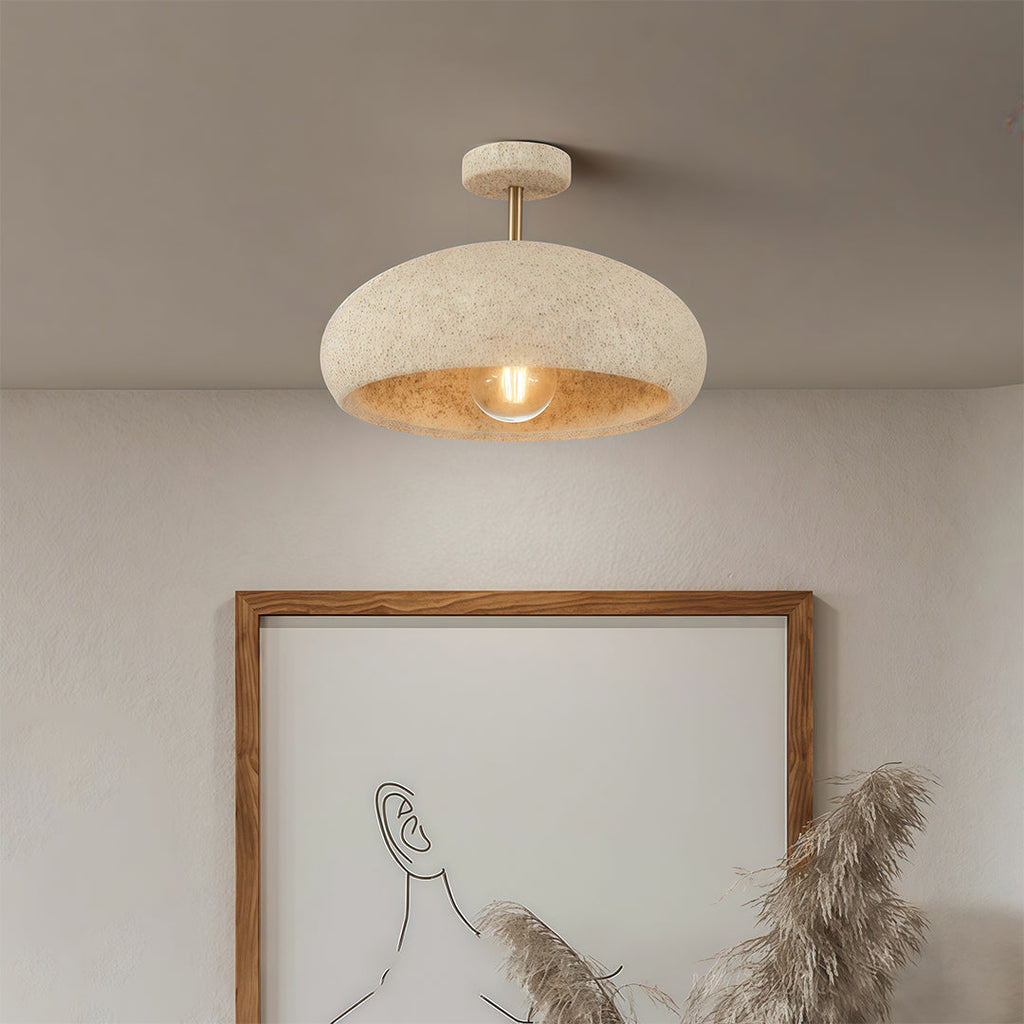 White Wabi-Sabi Semi Flush Ceiling Light - Ambient Lamp for Elegant Spaces
