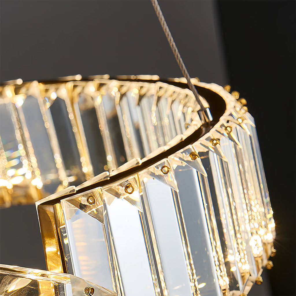 Gold Crystal Chandelier Dimmable LED Modern Ceiling Light